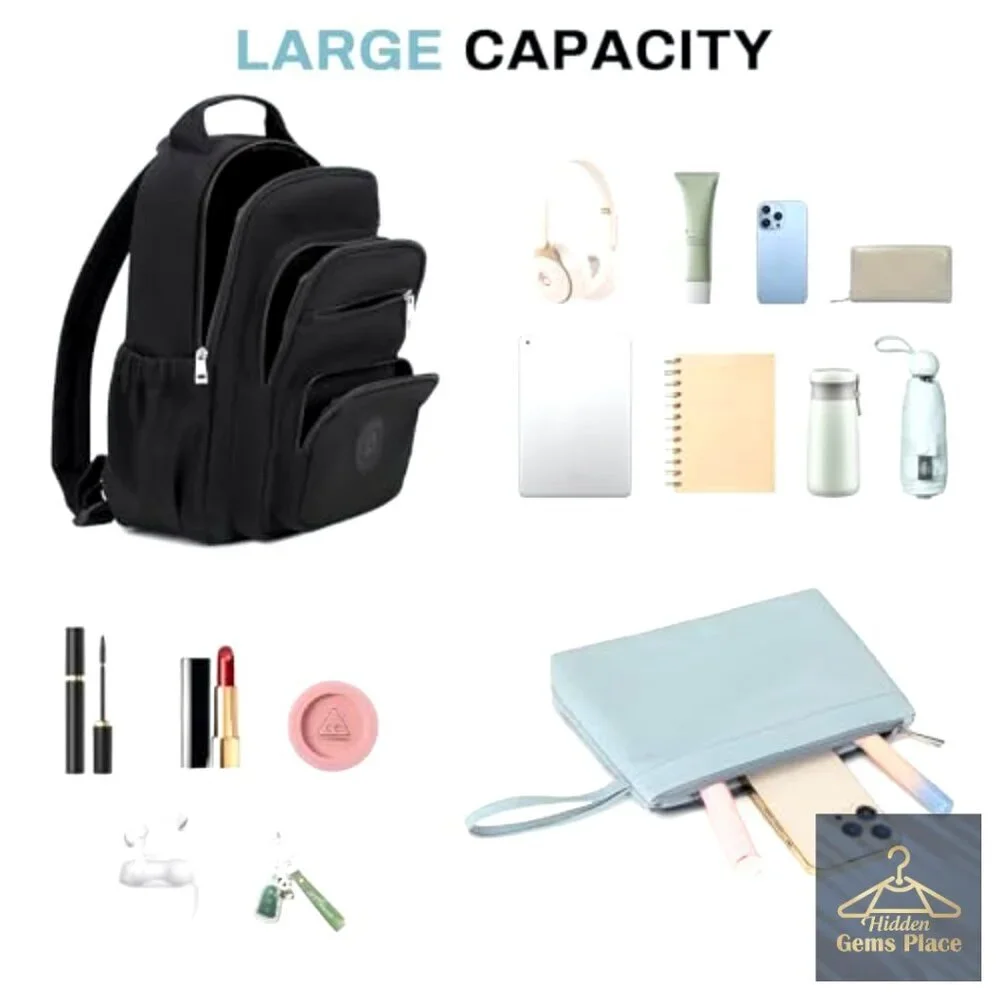 Mini Backpack Purse with Luggage Strap, Multiple Pockets, Water Resistant